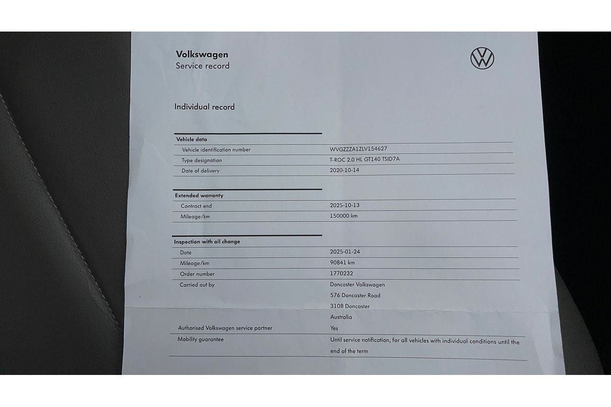2020 Volkswagen T-Roc 140TSI Sport A11
