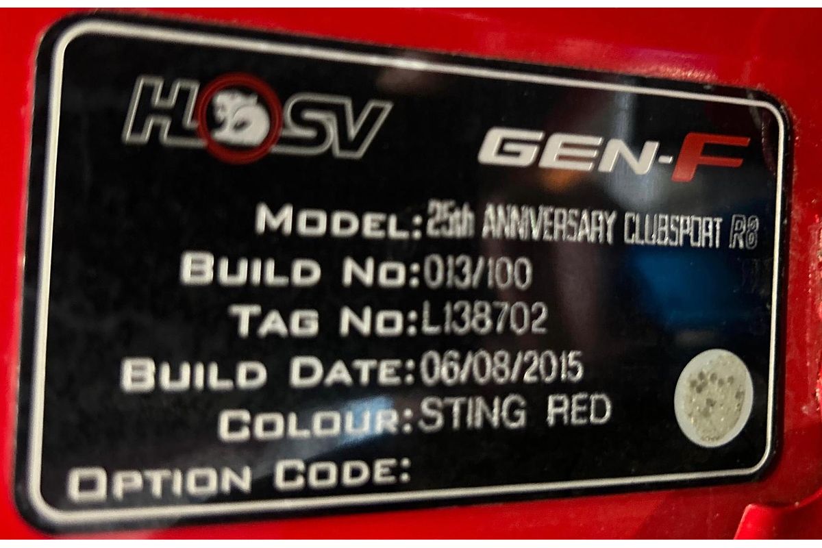 2015 Holden Clubsport R8 25th Anniversary GEN-F