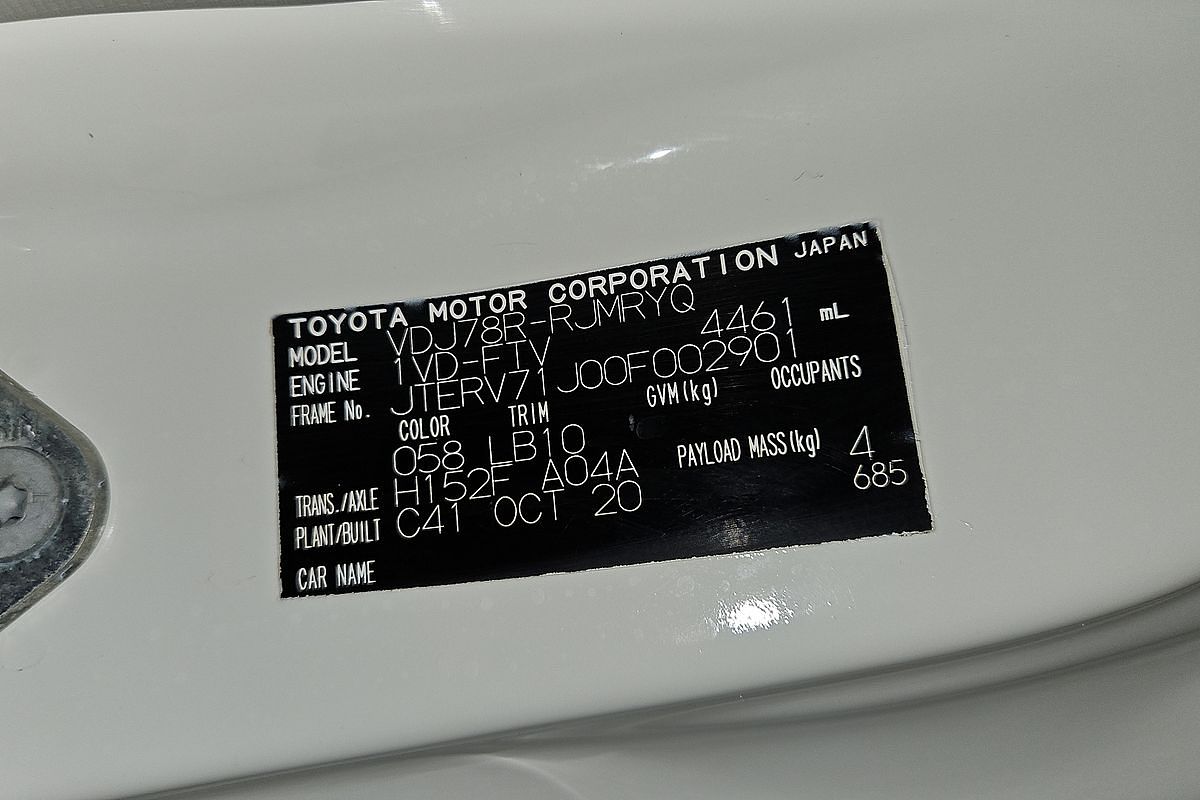 2020 Toyota Landcruiser Workmate Troopcarrier VDJ78R