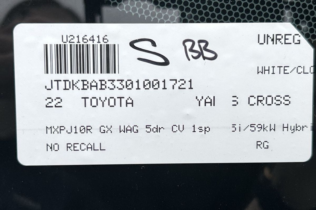 2022 Toyota Yaris Cross GX MXPJ10R