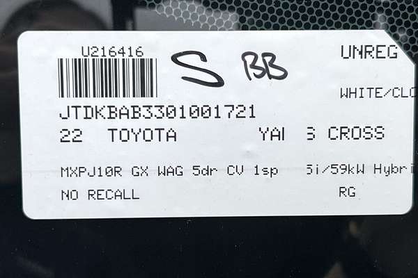 2022 Toyota Yaris Cross GX MXPJ10R