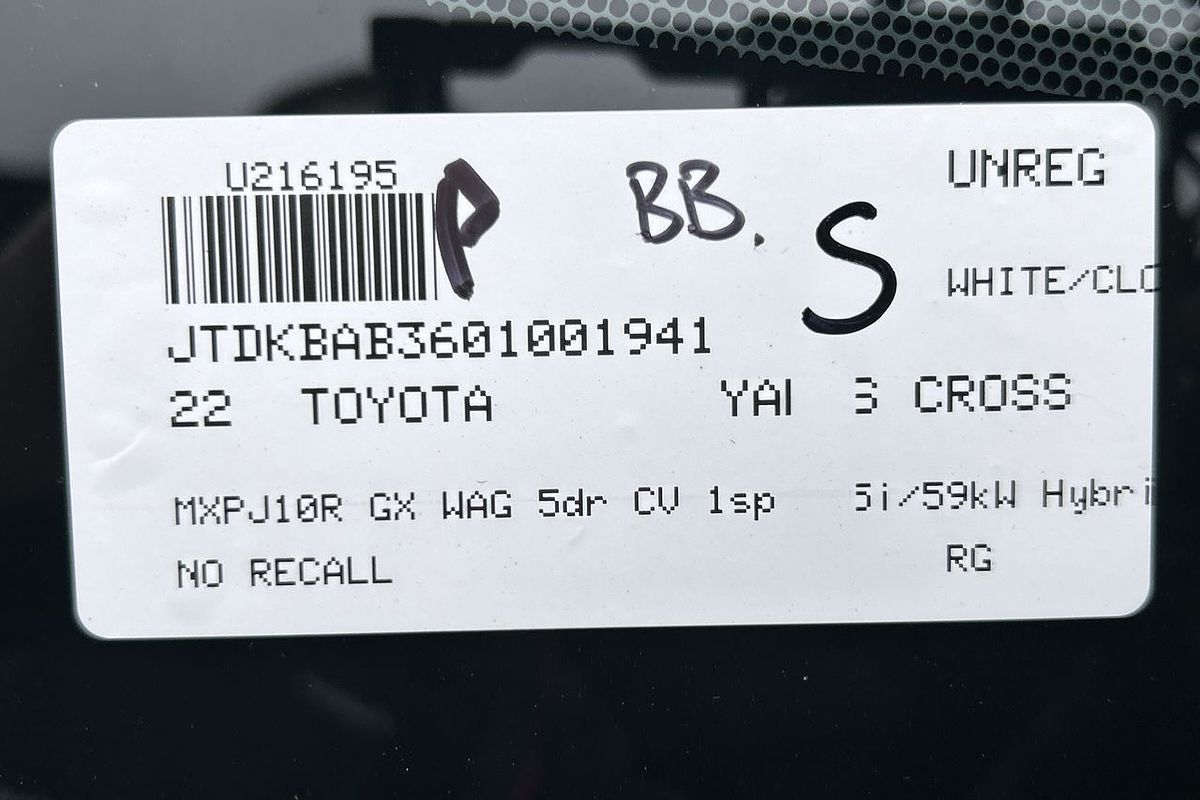 2022 Toyota Yaris Cross GX MXPJ10R