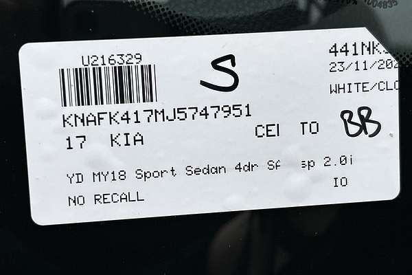 2017 Kia Cerato Sport YD