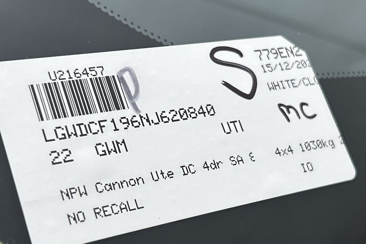 2022 GWM Ute Cannon NPW 4X4