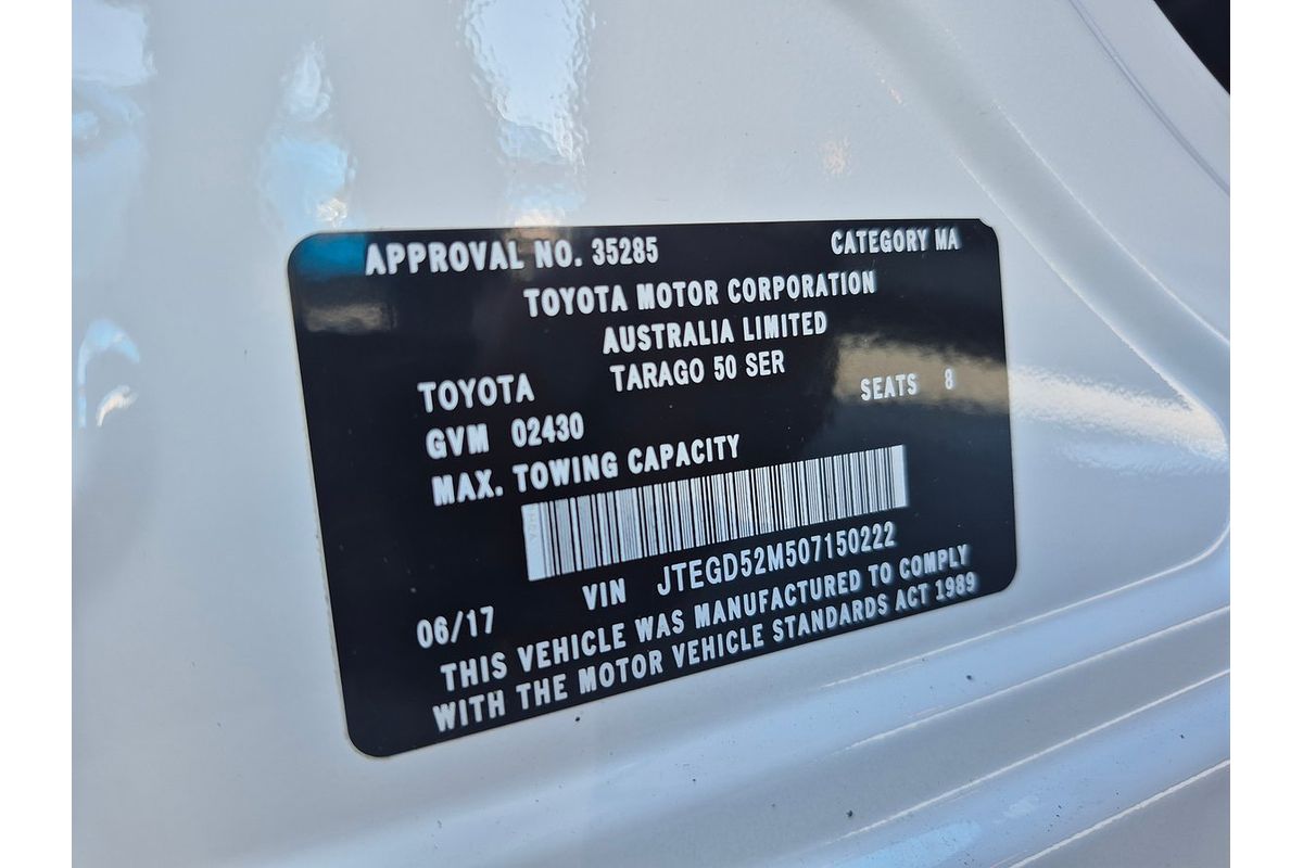 2017 Toyota Tarago GLi ACR50R