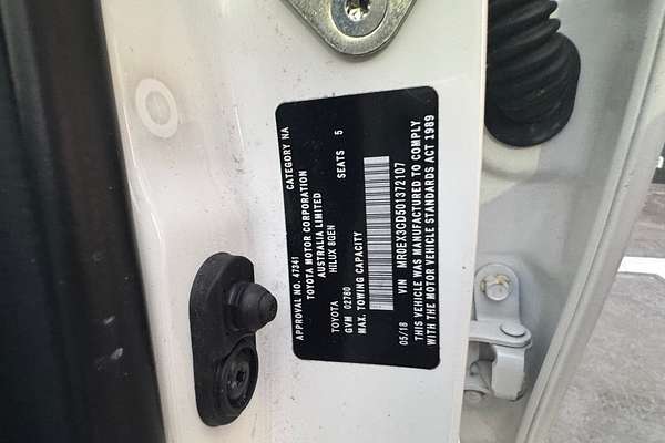 2018 Toyota Hilux Workmate TGN121R Rear Wheel Drive