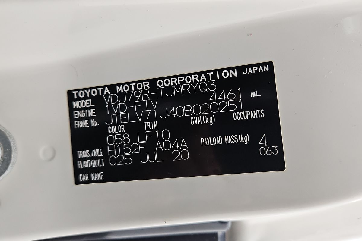 2020 Toyota Landcruiser Workmate VDJ79R 4X4