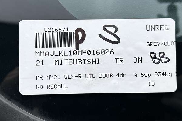 2021 Mitsubishi Triton GLX-R MR 4X4