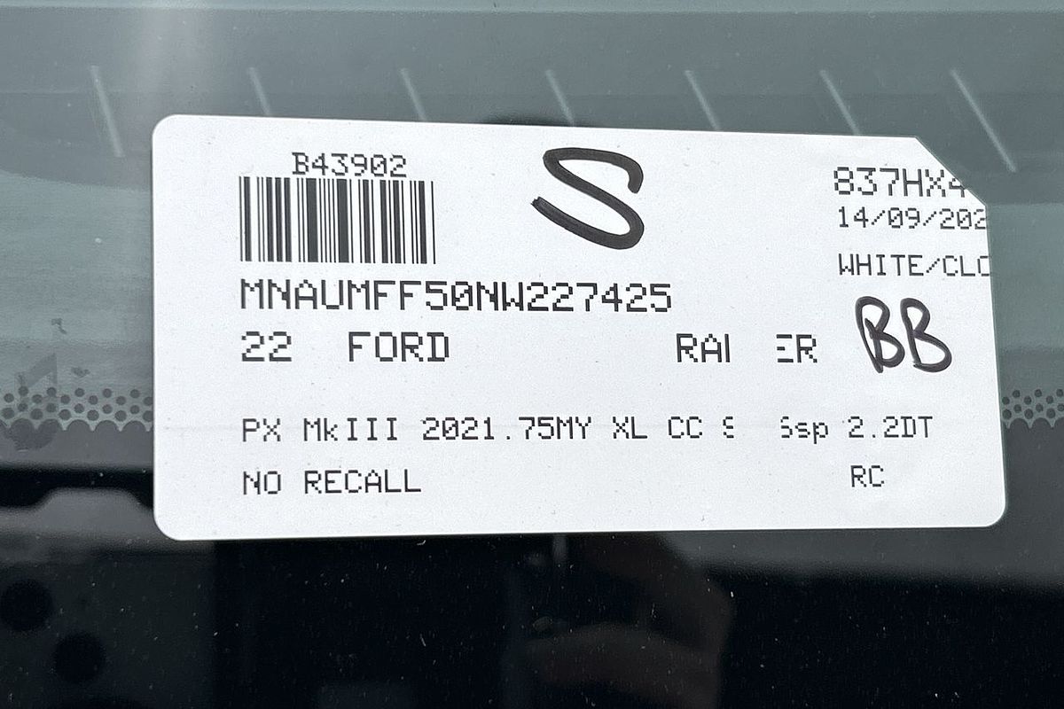 2022 Ford Ranger XL PX MkIII 4X4 2.2L