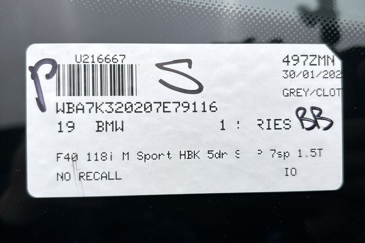 2019 BMW 1 Series 118i M Sport F40