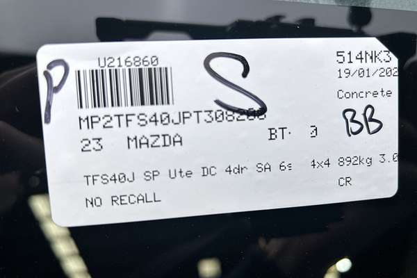 2023 Mazda BT-50 SP TF 4X4