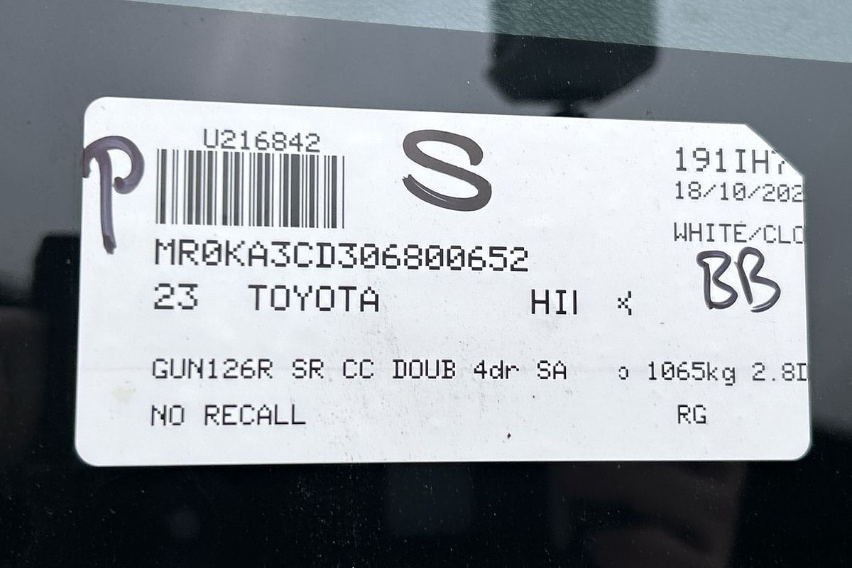 2023 Toyota Hilux SR GUN126R 4X4