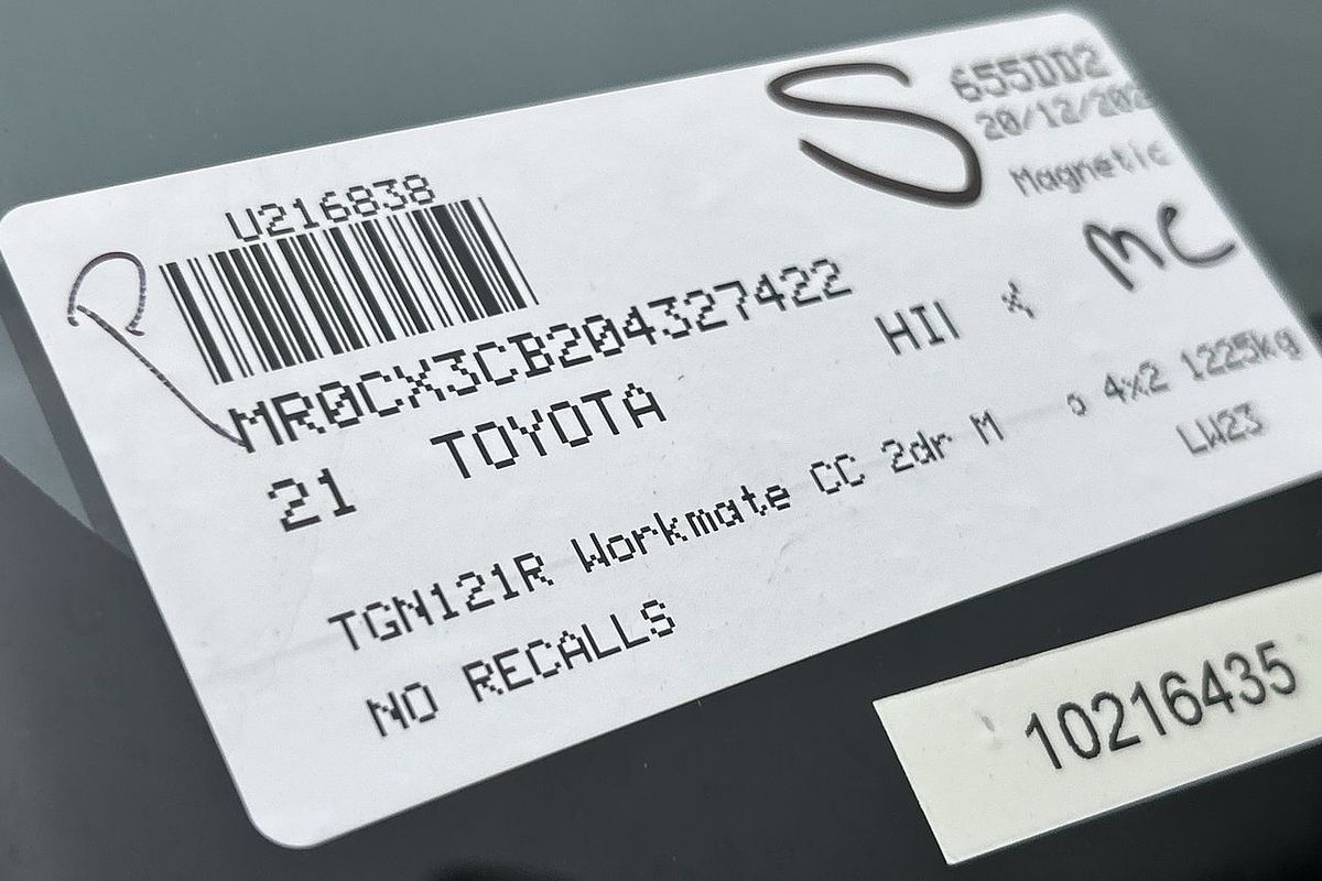 2021 Toyota Hilux Workmate TGN121R Rear Wheel Drive