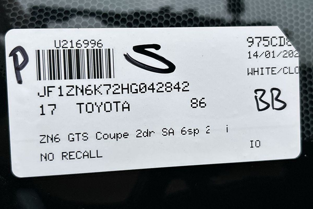 2017 Toyota 86 GTS ZN6