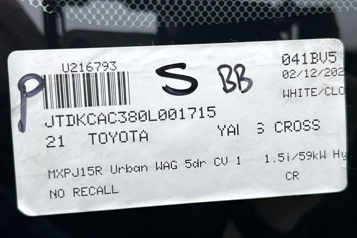 2021 Toyota Yaris Cross Urban MXPJ15R