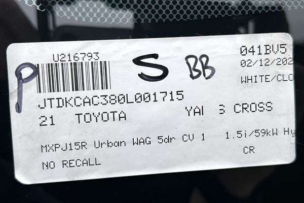 2021 Toyota Yaris Cross Urban MXPJ15R