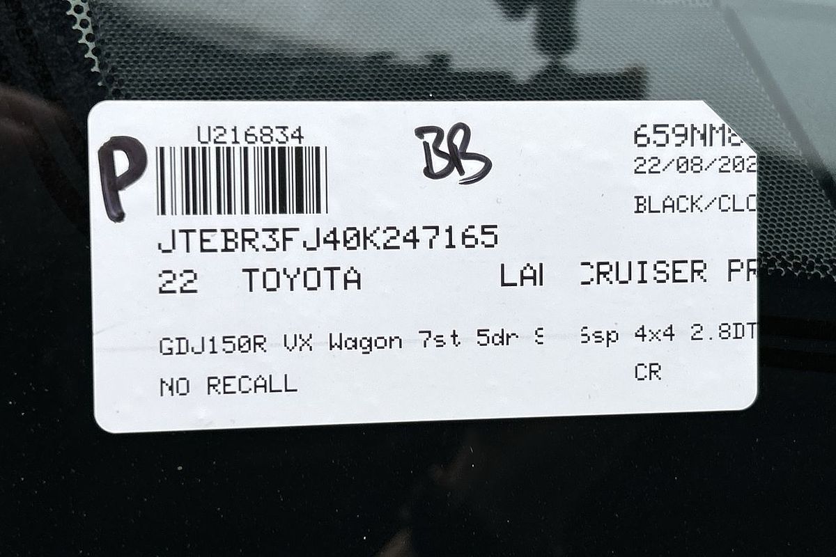2022 Toyota Landcruiser Prado VX GDJ150R