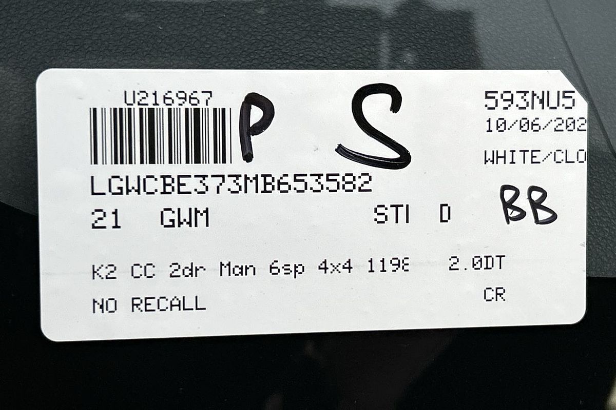 2021 GWM Steed K2 All Wheel Drive