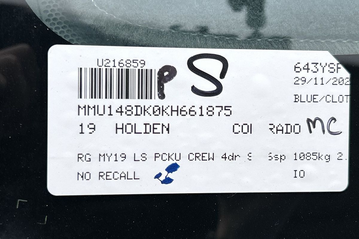 2019 Holden Colorado LS RG 4X4