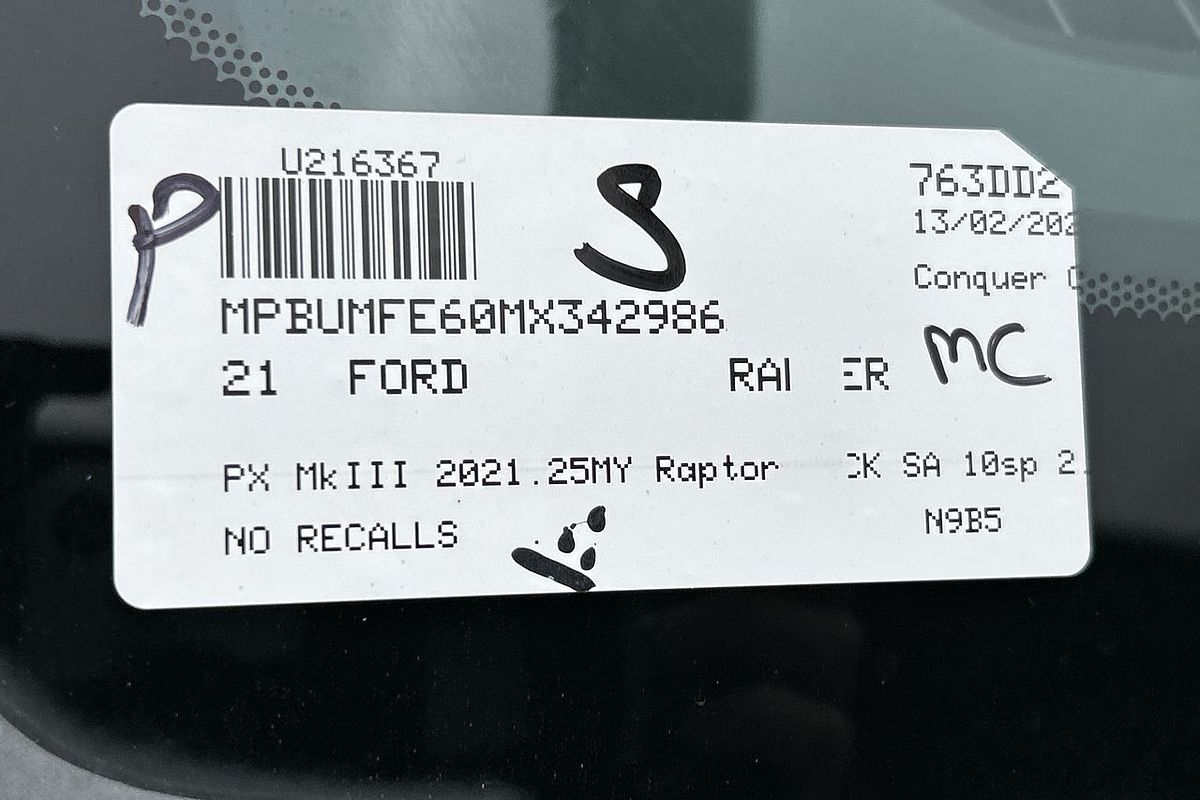2021 Ford Ranger Raptor PX MkIII 4X4 2.0L