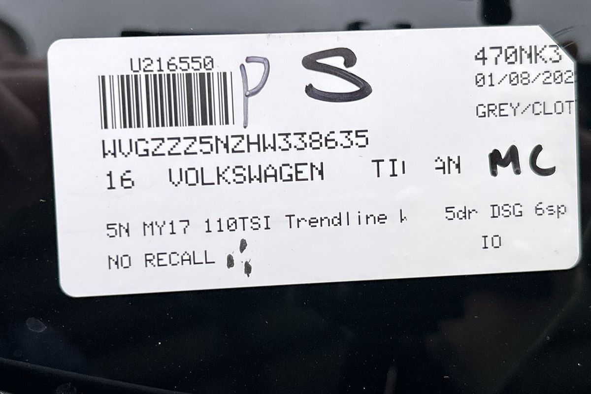 2016 Volkswagen Tiguan 110TSI Trendline 5N