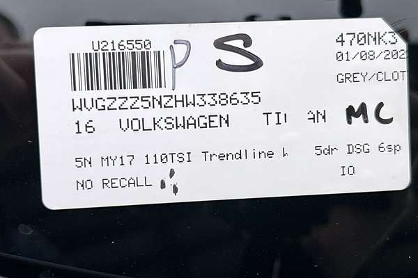 2016 Volkswagen Tiguan 110TSI Trendline 5N