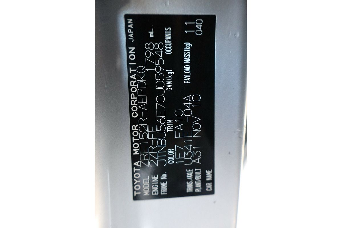 2010 Toyota Corolla Ascent ZRE152R