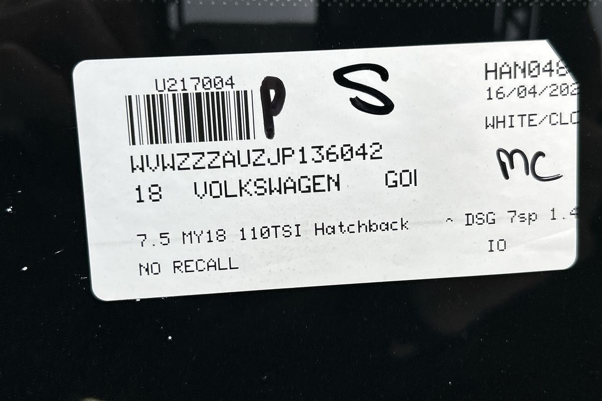 2018 Volkswagen Golf 110TSI 7.5