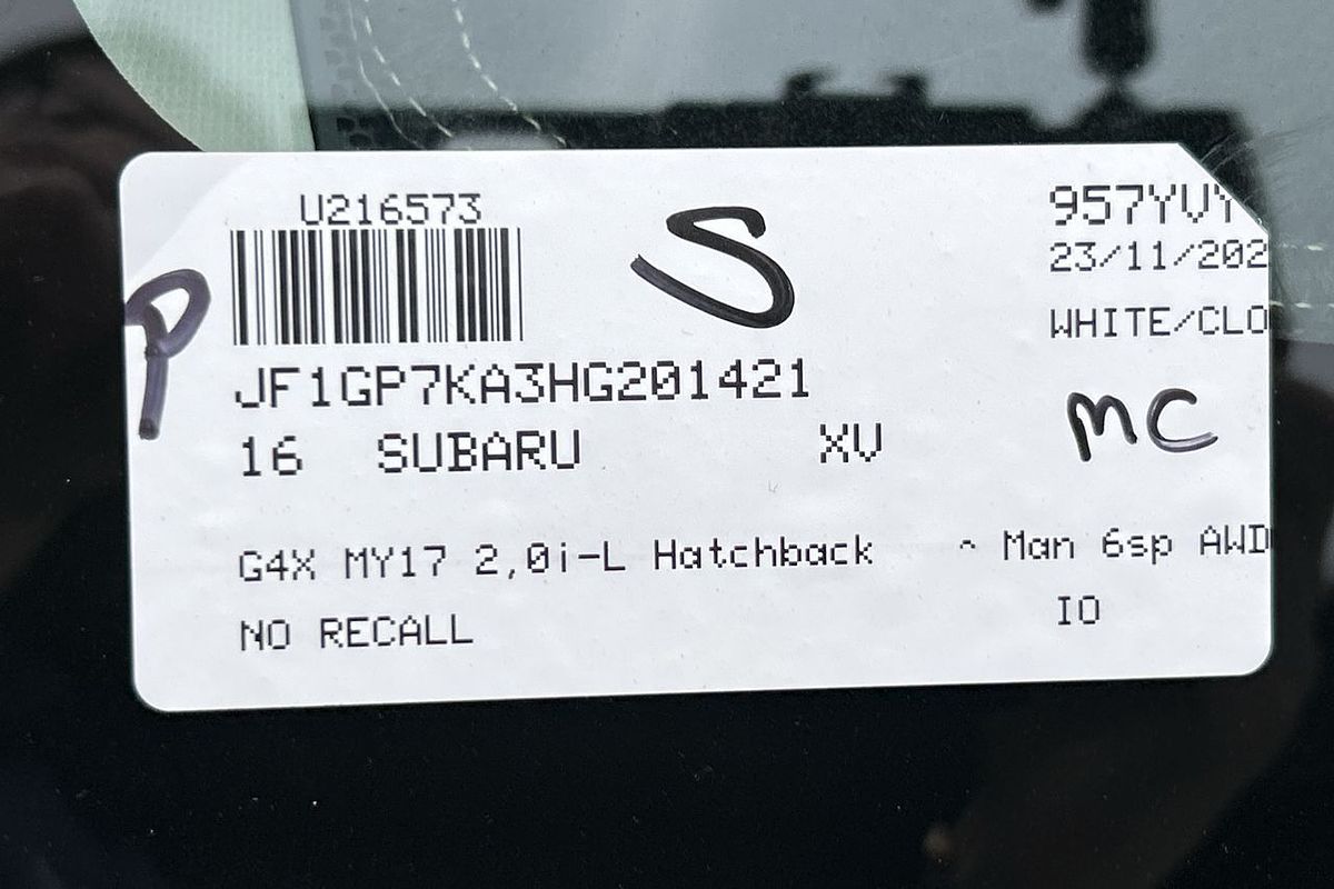 2016 Subaru XV 2.0i-L G4X