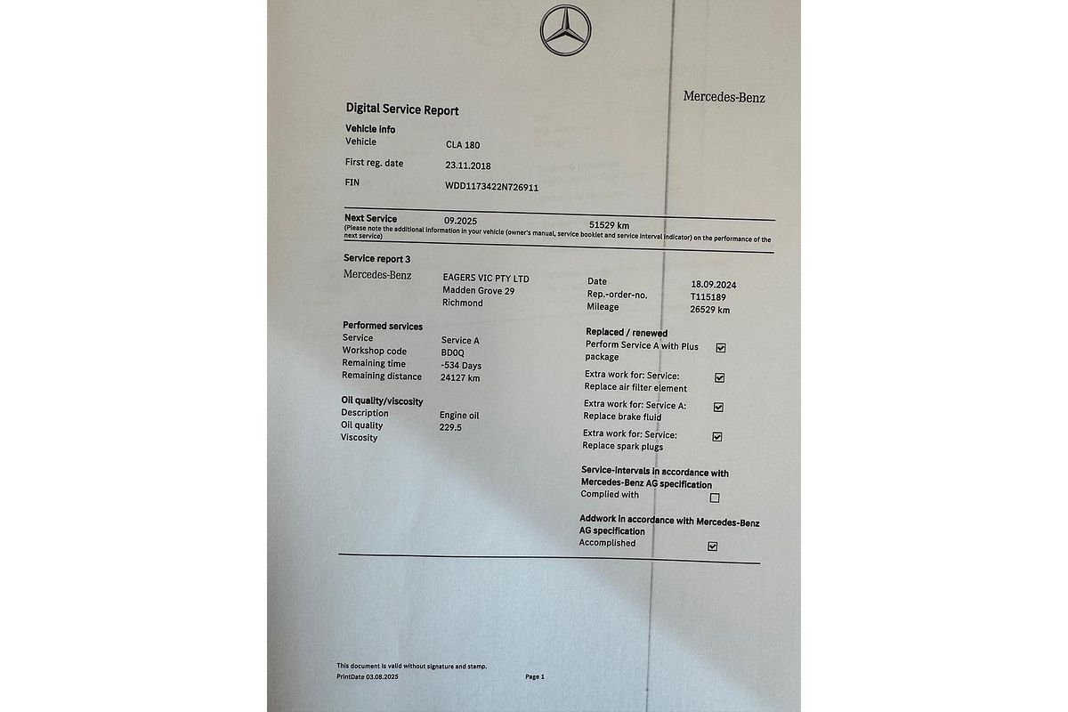 2018 Mercedes-Benz CLA-Class CLA180 C117