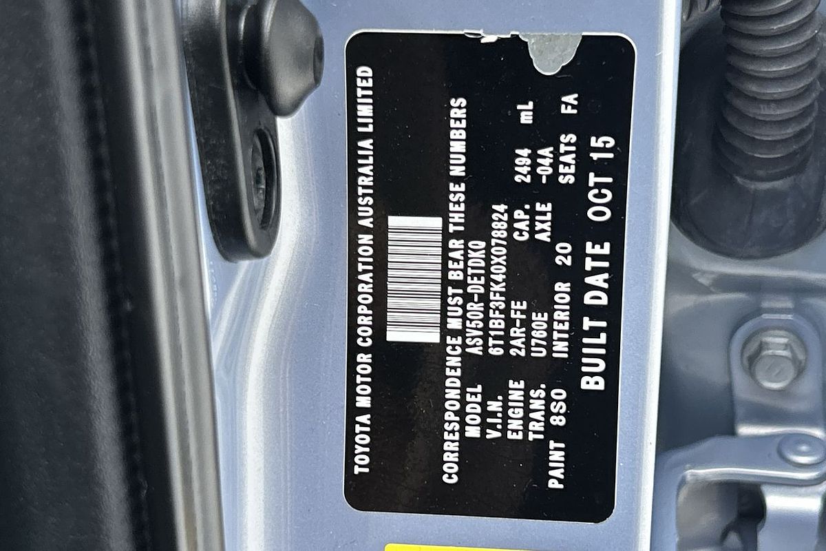 2015 Toyota Camry Altise ASV50R