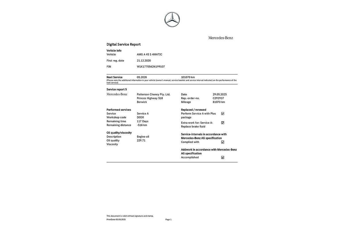 2020 Mercedes-Benz A-Class A45 AMG S W177