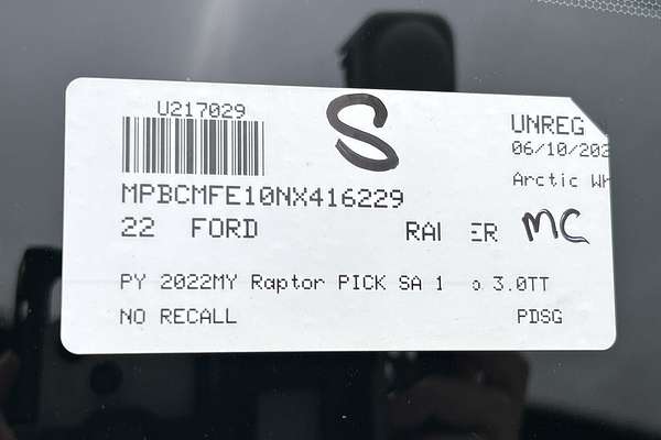 2022 Ford Ranger Raptor 4X4 3.0L