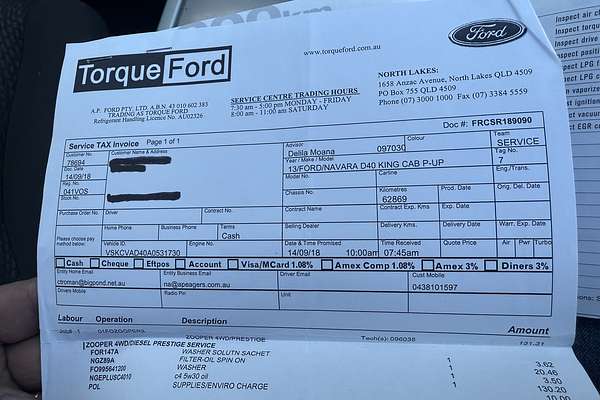 2013 Nissan Navara ST D40 Series 6 Rear Wheel Drive