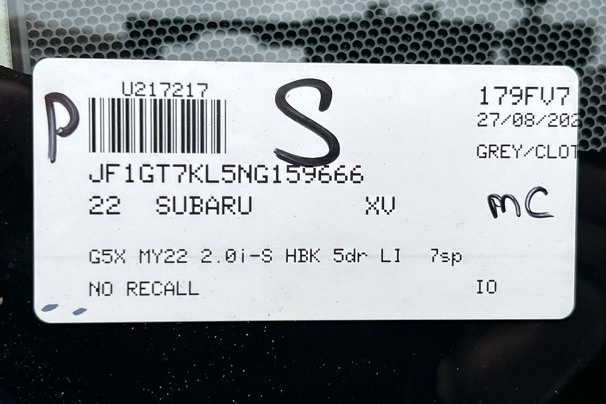 2022 Subaru XV 2.0i-S G5X