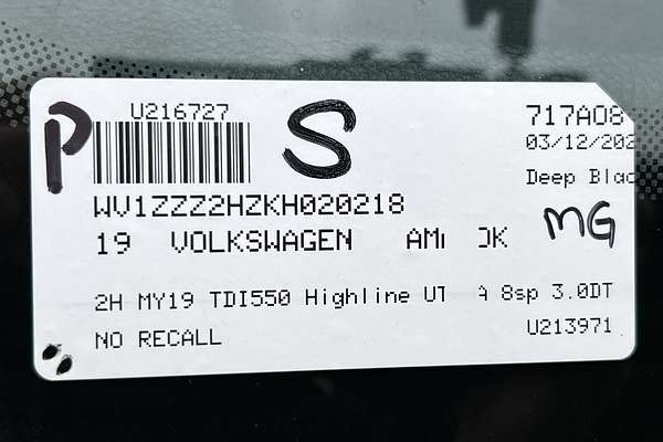 2019 Volkswagen Amarok TDI550 Highline 2H 4X4
