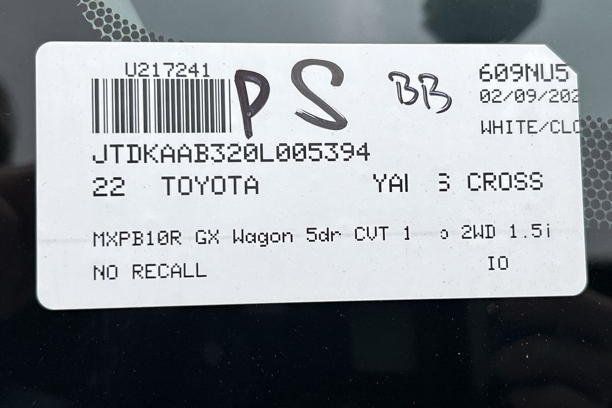 2022 Toyota Yaris Cross GX MXPB10R