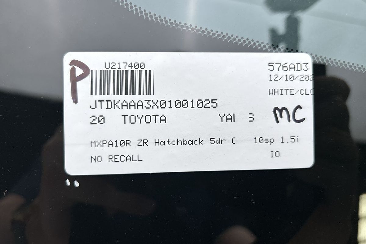 2020 Toyota Yaris ZR MXPA10R
