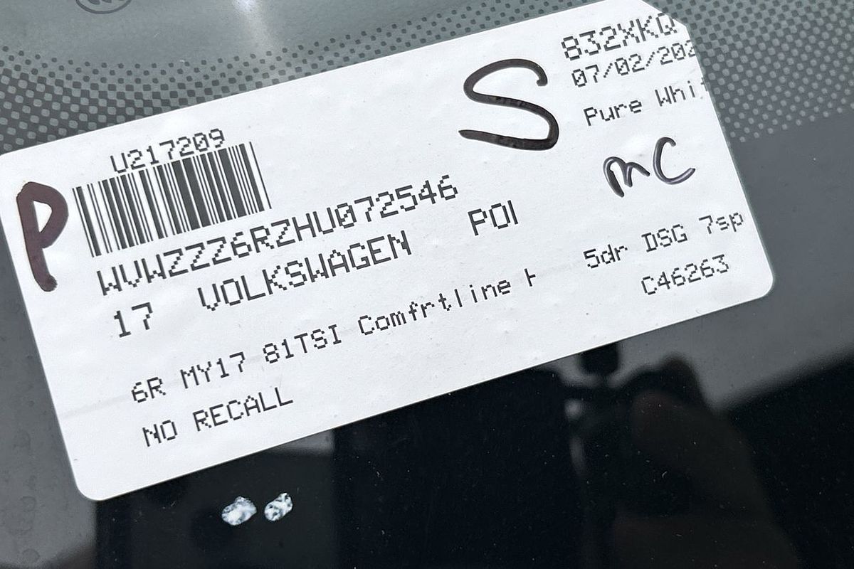 2017 Volkswagen Polo 81TSI Comfortline 6R