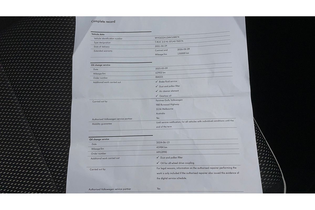 2021 Volkswagen T-Roc 140TSI SPORT A1 MY21