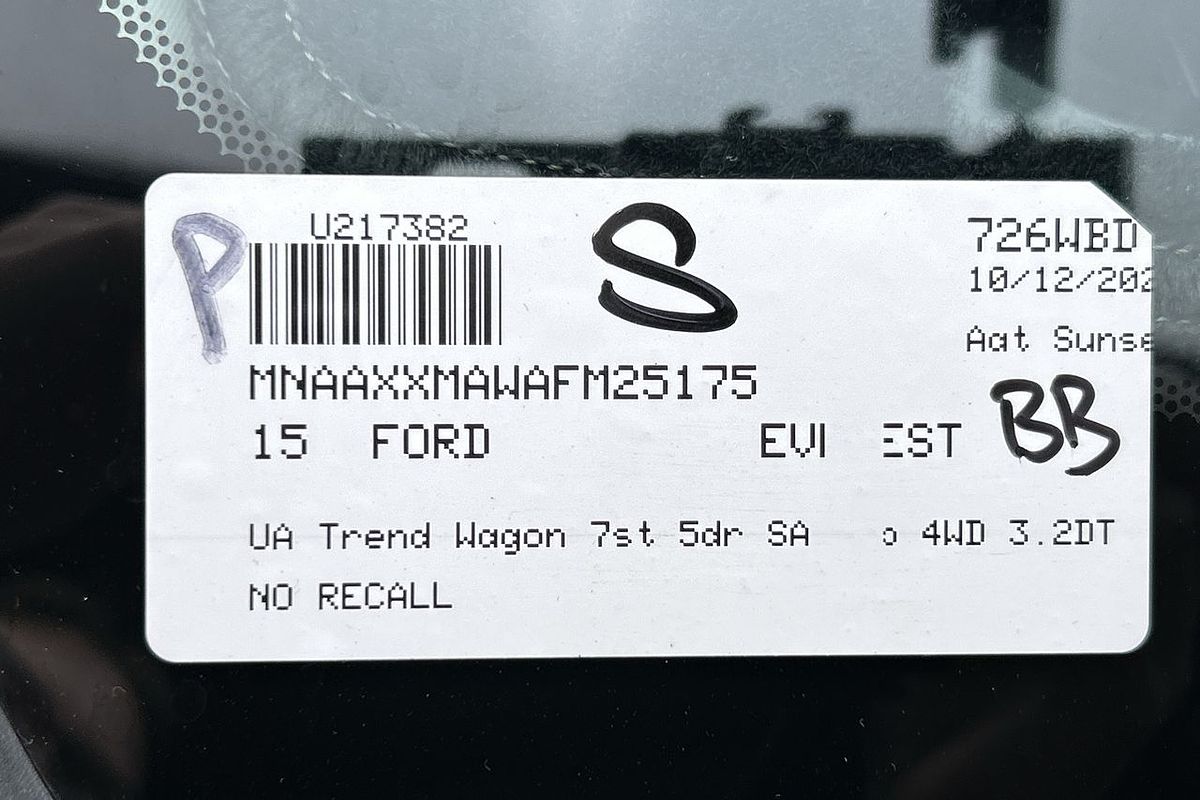 2015 Ford Everest Trend UA 3.2L