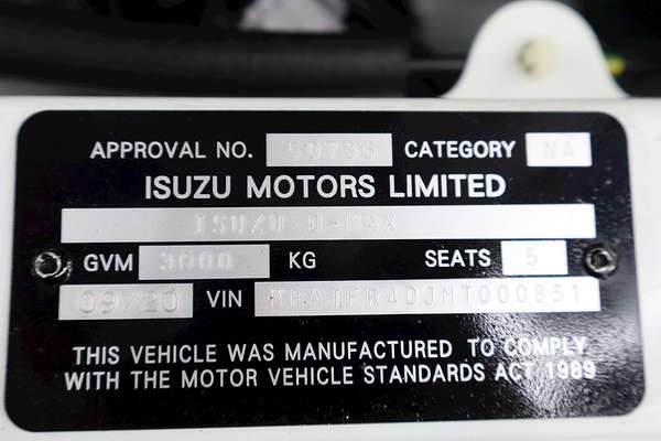 2020 Isuzu D-MAX SX High Ride Rear Wheel Drive