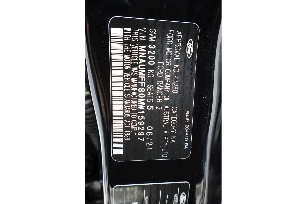 2021 Ford Ranger XL Hi-Rider PX MkIII Rear Wheel Drive 2.2L