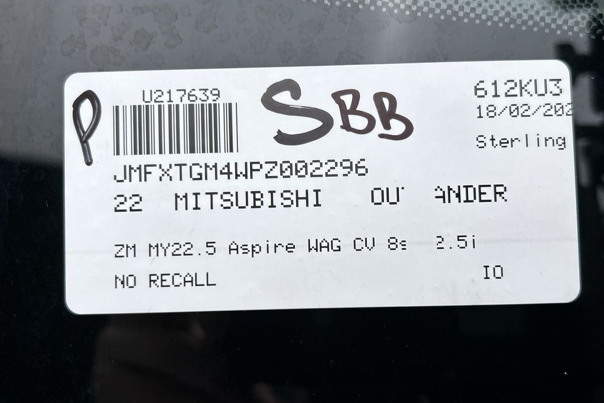 2022 Mitsubishi Outlander Aspire ZM