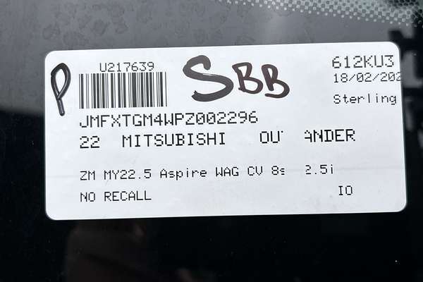 2022 Mitsubishi Outlander Aspire ZM