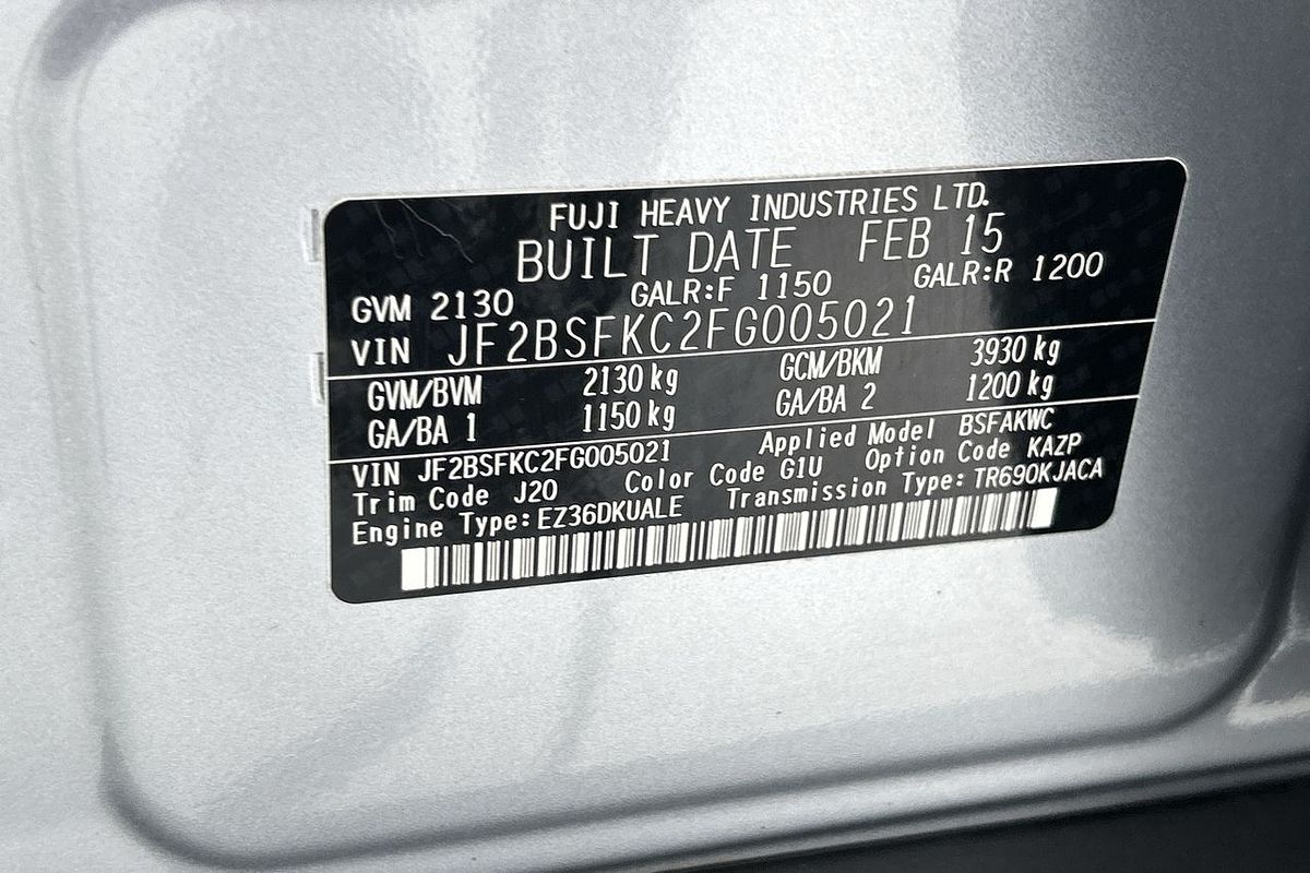 2015 Subaru Outback 3.6R 5GEN