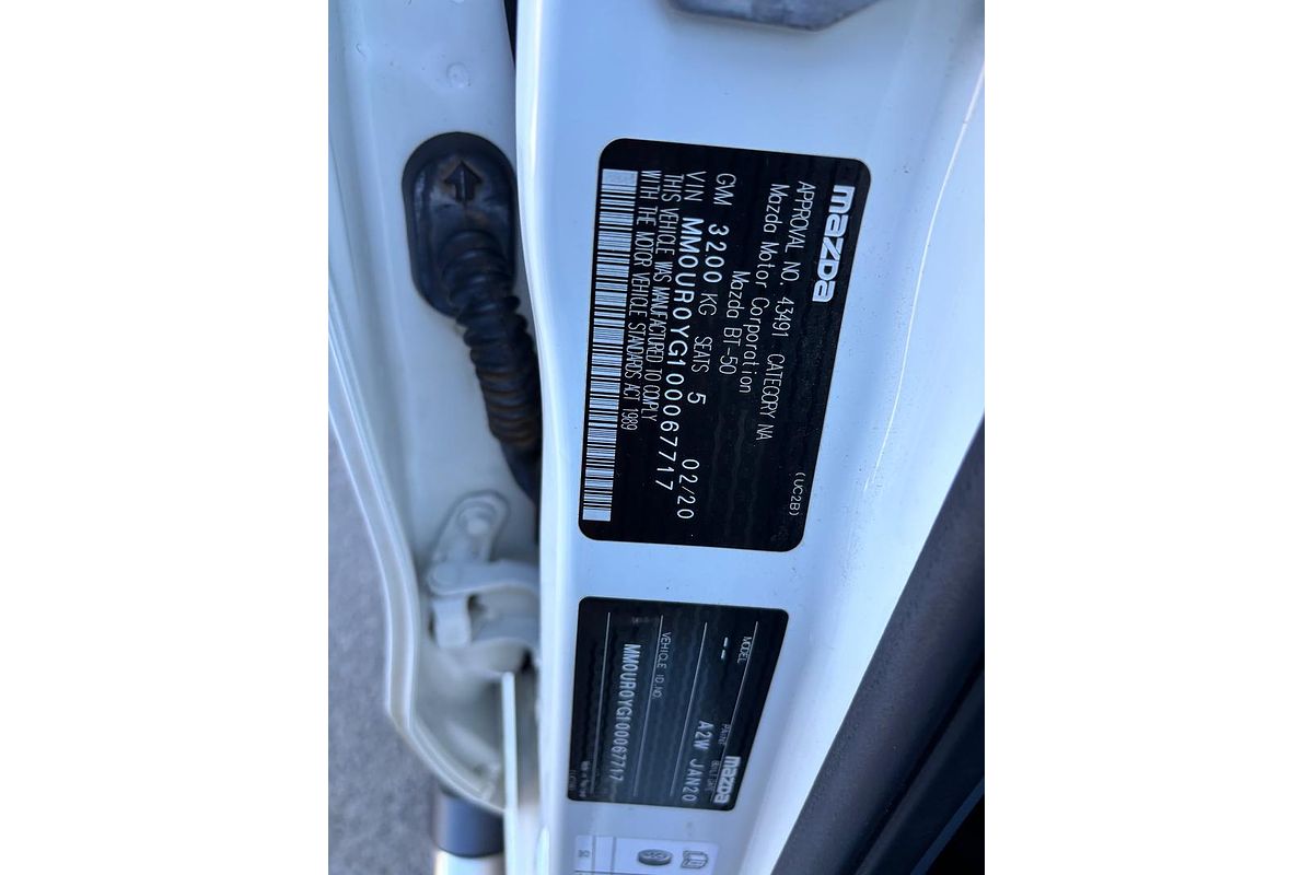 2020 Mazda BT-50 XTR TF Rear Wheel Drive
