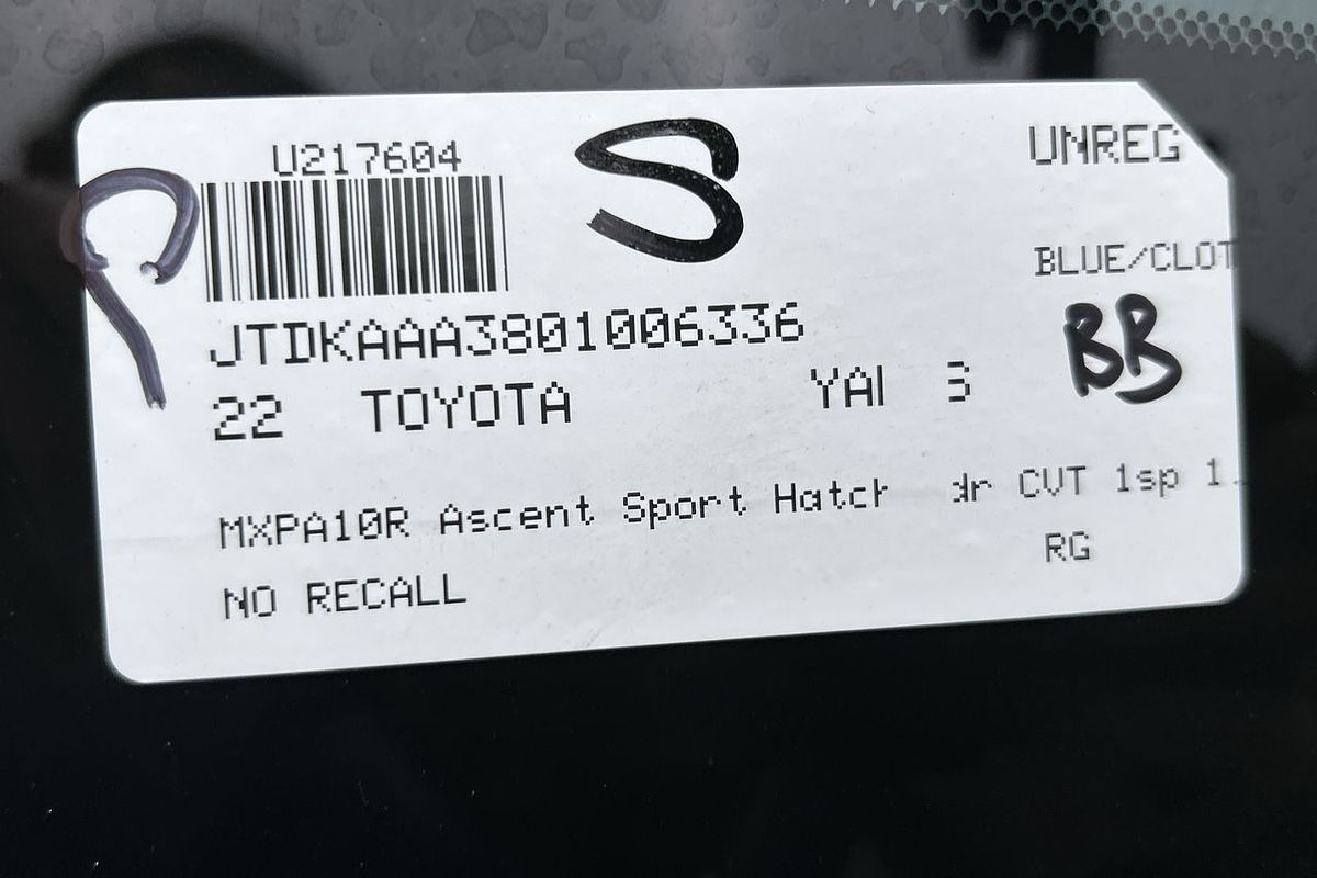 2022 Toyota Yaris Ascent Sport MXPA10R
