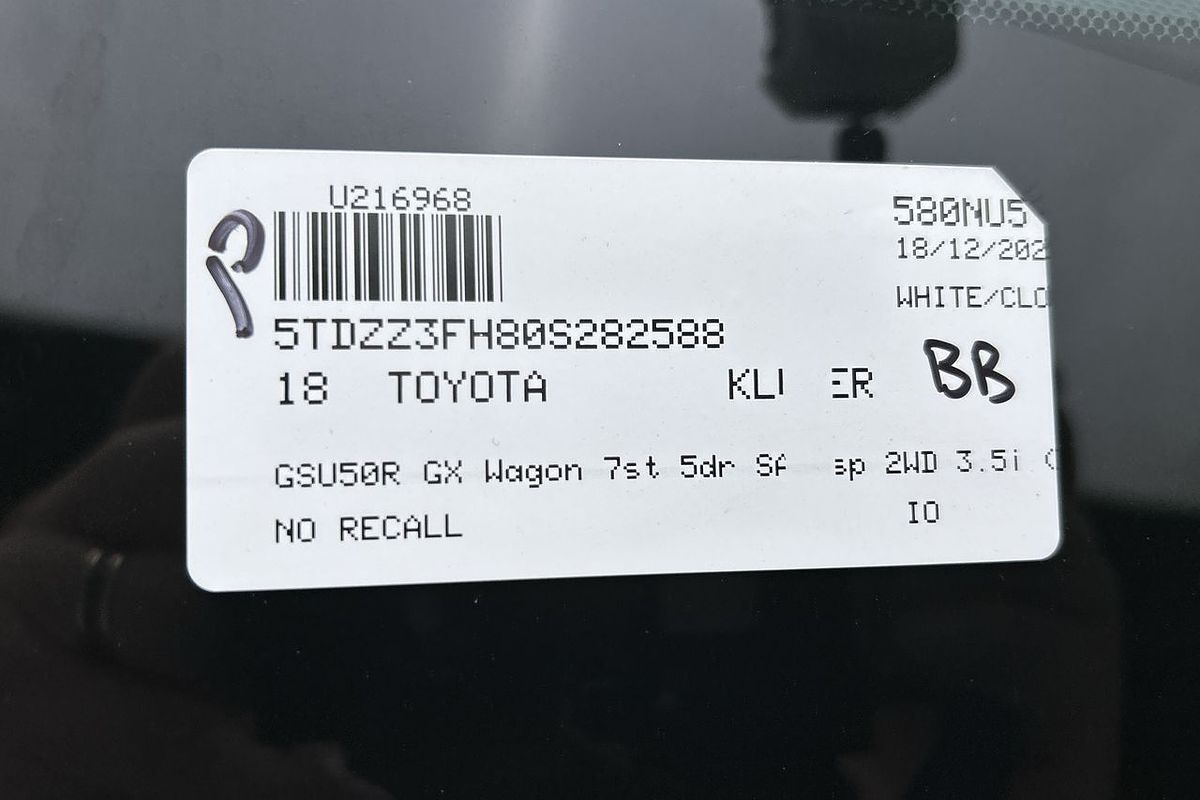 2018 Toyota Kluger GX GSU50R