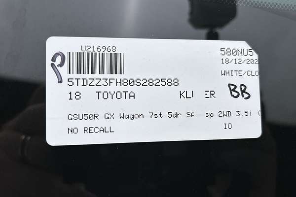2018 Toyota Kluger GX GSU50R